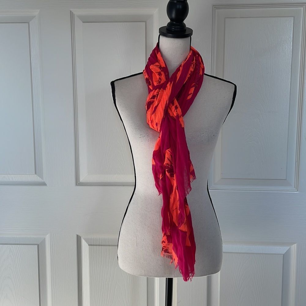 Fuchsia/Bright Pink and Orange Butterfly Scarf